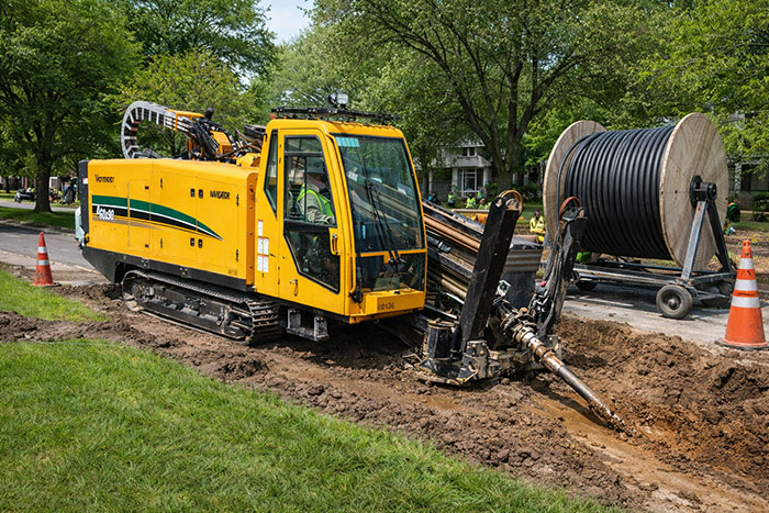 Utility Boring Contractor HDD Drilling utilities in a Colorado Neighborhood for Fiber Optic